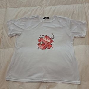 CDJLFH Women's Soft Strawberry Milk Ichigo White Kawaii T Shirt Size XXL